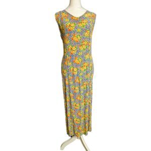 Vtg April Cornell Dress Womens Medium Colorful Floral Boho Hippie Cottagecore
